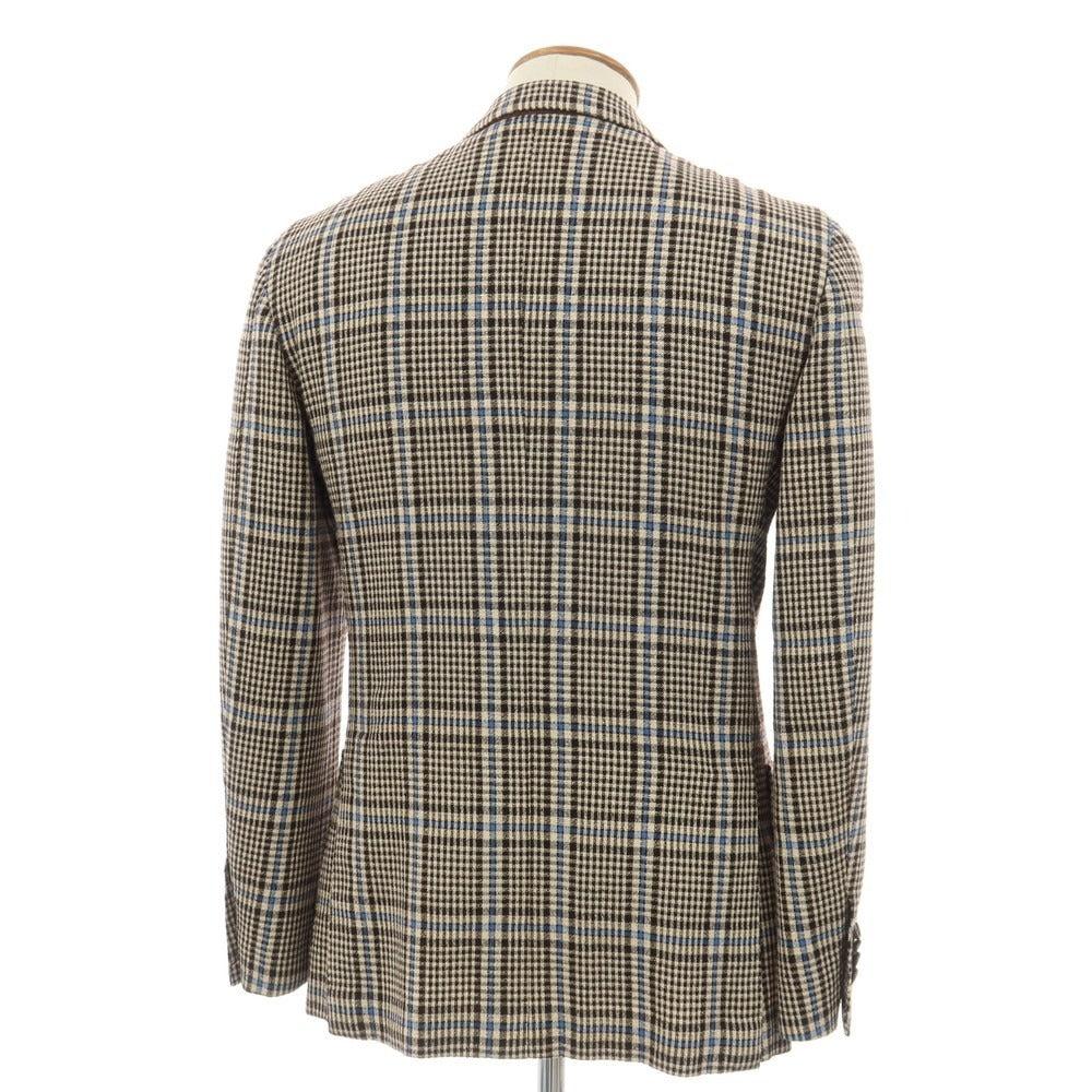 【中古】サルトリア ダルクオーレ Sartoria DAL CUORE ウール チェック 3B テーラードジャケット ベージュxブラウン【サイズ46】【 状態ランクC 】【 メンズ 】