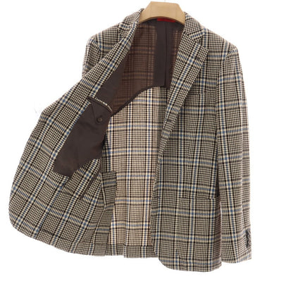 【中古】サルトリア ダルクオーレ Sartoria DAL CUORE ウール チェック 3B テーラードジャケット ベージュxブラウン【サイズ46】【 状態ランクC 】【 メンズ 】