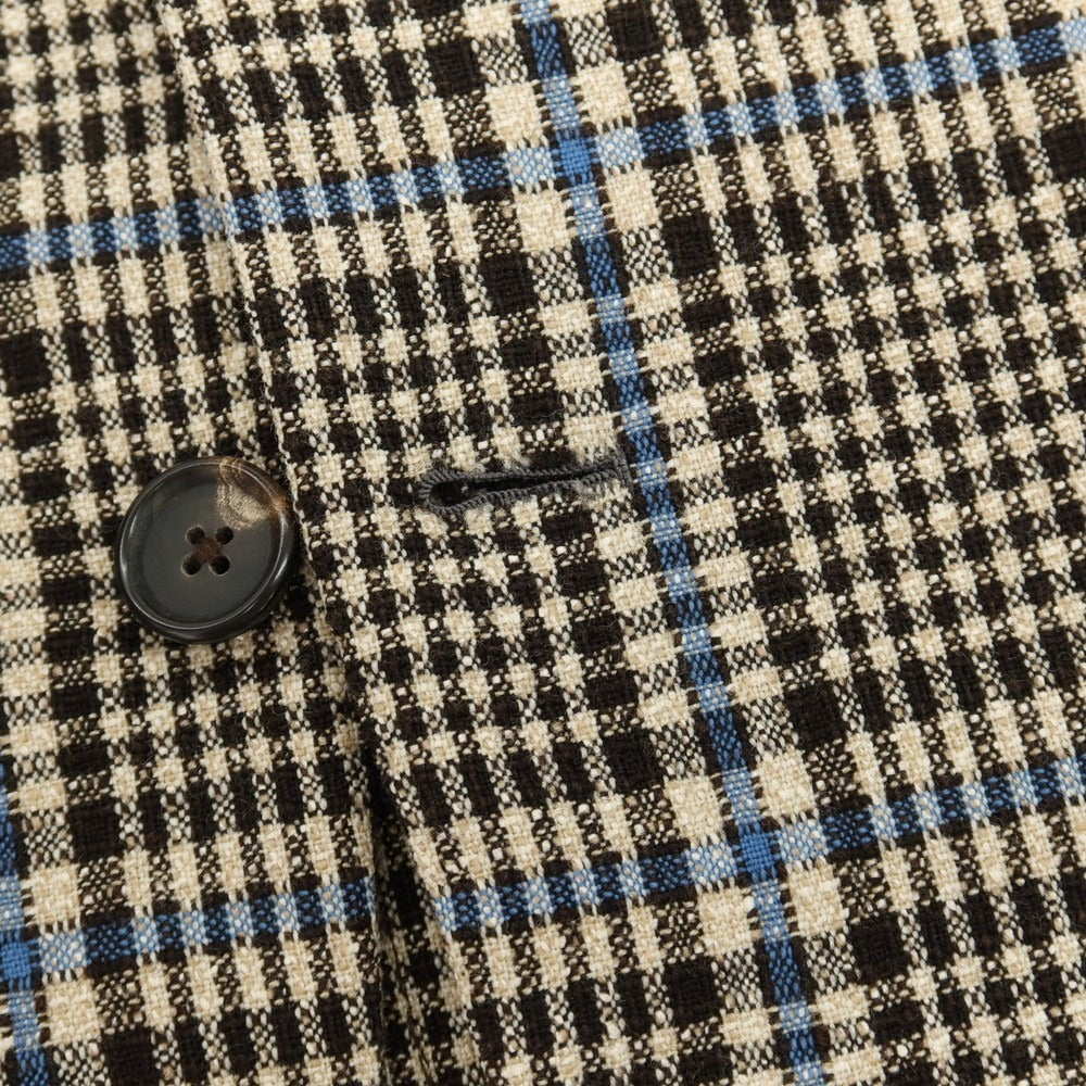 【中古】サルトリア ダルクオーレ Sartoria DAL CUORE ウール チェック 3B テーラードジャケット ベージュxブラウン【サイズ46】【 状態ランクC 】【 メンズ 】