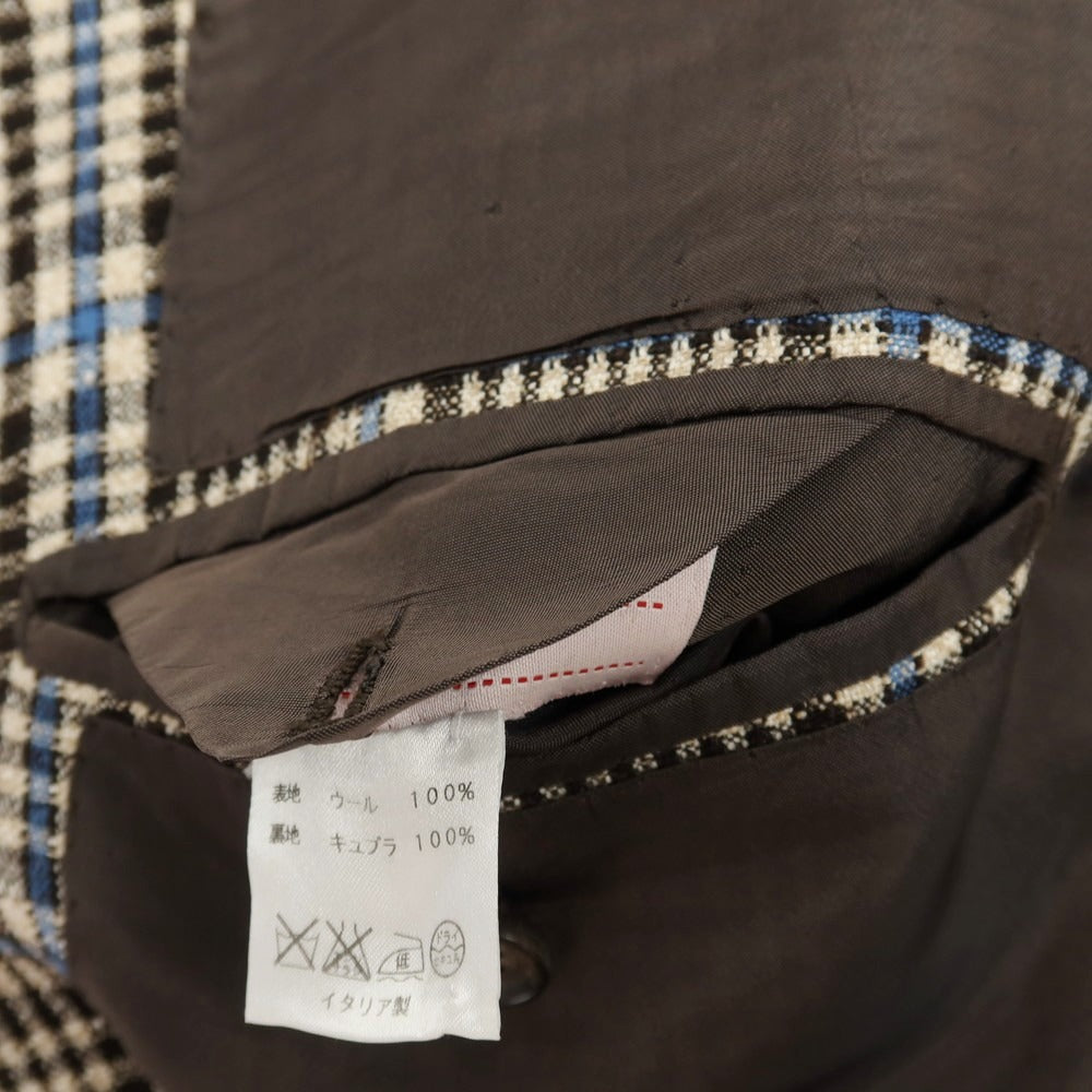 【中古】サルトリア ダルクオーレ Sartoria DAL CUORE ウール チェック 3B テーラードジャケット ベージュxブラウン【サイズ46】【 状態ランクC 】【 メンズ 】
