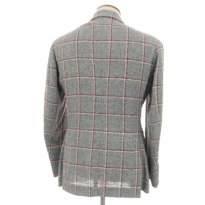 【中古】スティレ ラティーノ STILE LATINO リネンナイロン チェック 3B テーラードジャケット グレーxレッド【サイズ46 DROP 8R】【 状態ランクC 】【 メンズ 】
