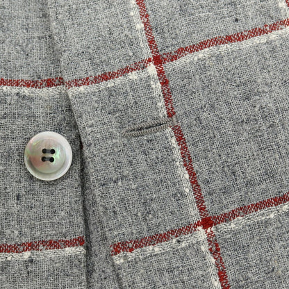 【中古】スティレ ラティーノ STILE LATINO リネンナイロン チェック 3B テーラードジャケット グレーxレッド【サイズ46 DROP 8R】【 状態ランクC 】【 メンズ 】