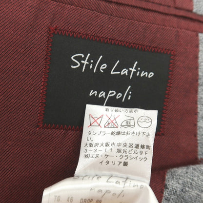 【中古】スティレ ラティーノ STILE LATINO リネンナイロン チェック 3B テーラードジャケット グレーxレッド【サイズ46 DROP 8R】【 状態ランクC 】【 メンズ 】