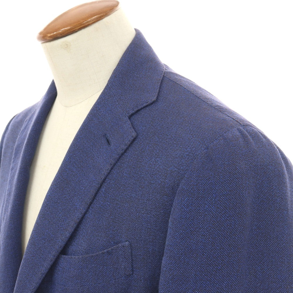【中古】スティレ ラティーノ STILE LATINO コットンリネン 3B テーラードジャケット ダークブルー【サイズ46 DROP 8R】【 状態ランクD 】【 メンズ 】