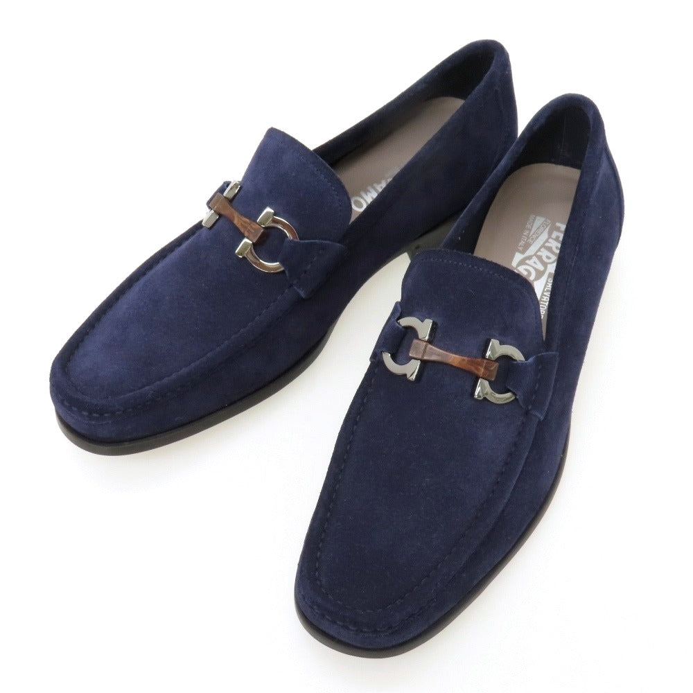 【中古】サルヴァトーレフェラガモ Salvatore Ferragamo スエード ローファー ネイビー【サイズ7 1/2 EEE】【 状態ランクA 】【 メンズ 】