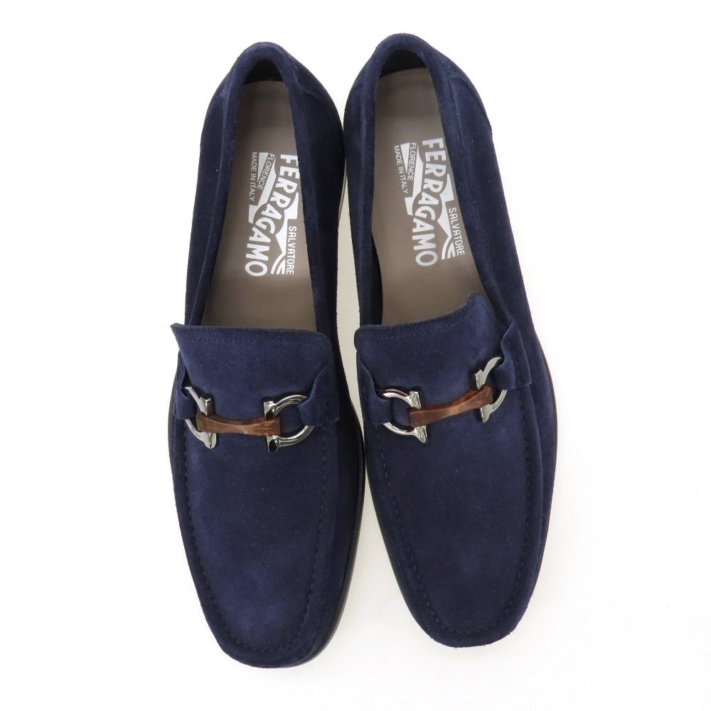 【中古】サルヴァトーレフェラガモ Salvatore Ferragamo スエード ローファー ネイビー【サイズ7 1/2 EEE】【 状態ランクA 】【 メンズ 】