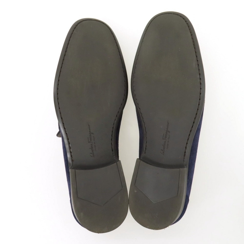 【中古】サルヴァトーレフェラガモ Salvatore Ferragamo スエード ローファー ネイビー【サイズ7 1/2 EEE】【 状態ランクA 】【 メンズ 】