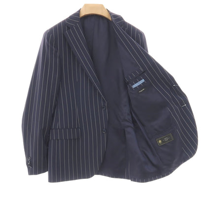 【中古】パオローニ PAOLONI ウール ストライプ 2つボタンスーツ ネイビーxホワイト【サイズ50】【 状態ランクC 】【 メンズ 】