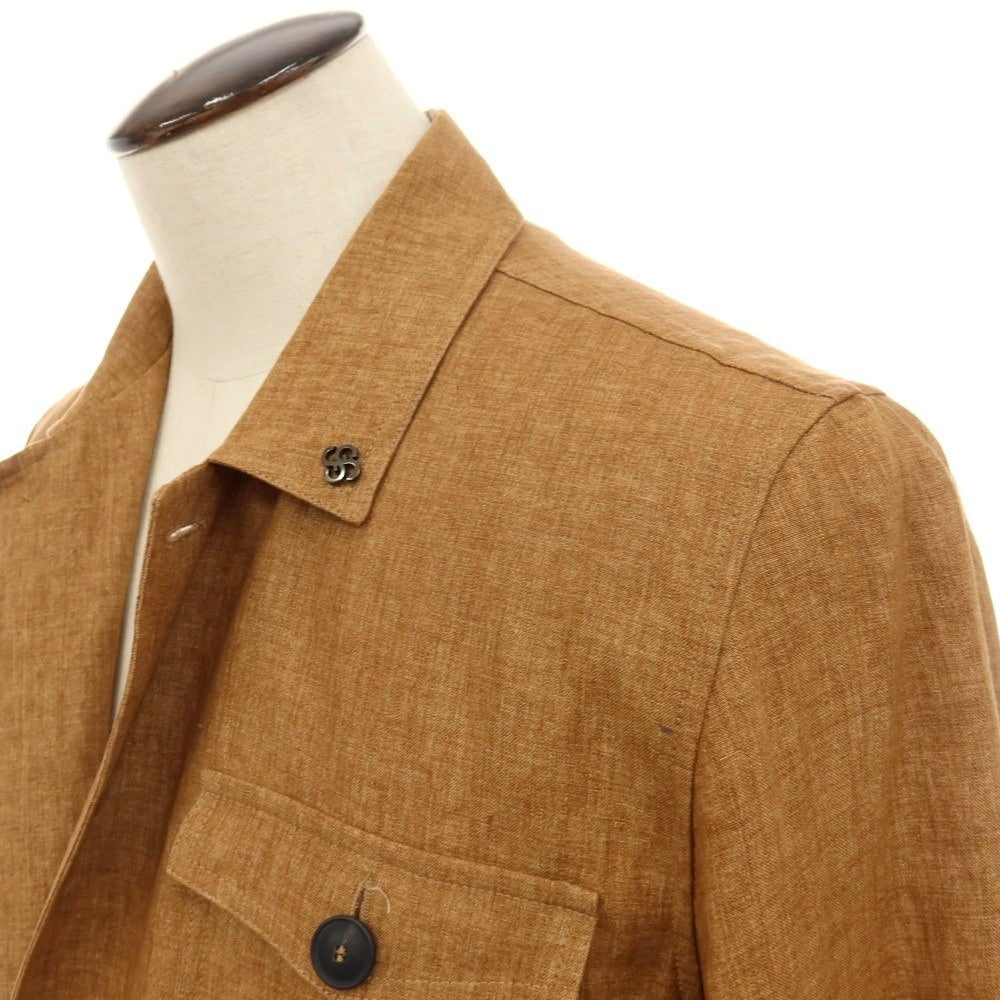【中古】グランサッソ GRAN SASSO リネン サファリジャケット ブラウン【サイズ50】【 状態ランクB 】【 メンズ 】