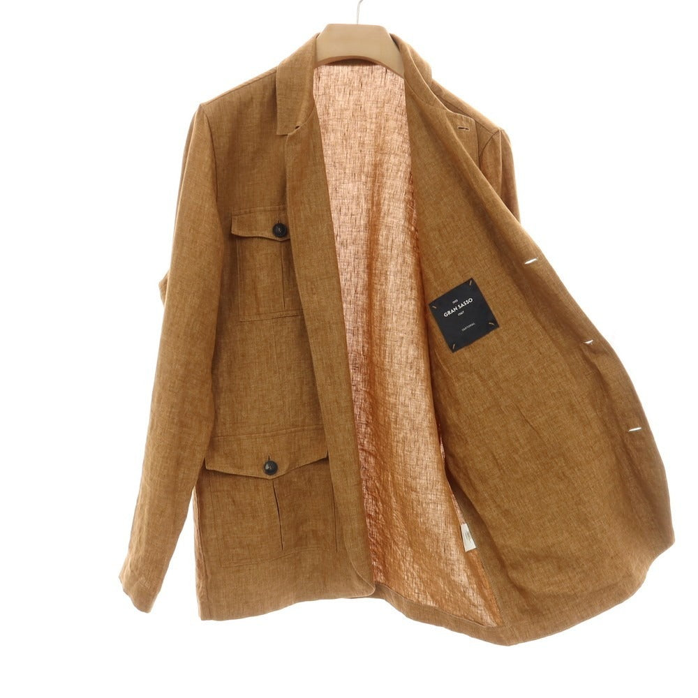 【中古】グランサッソ GRAN SASSO リネン サファリジャケット ブラウン【サイズ50】【 状態ランクB 】【 メンズ 】