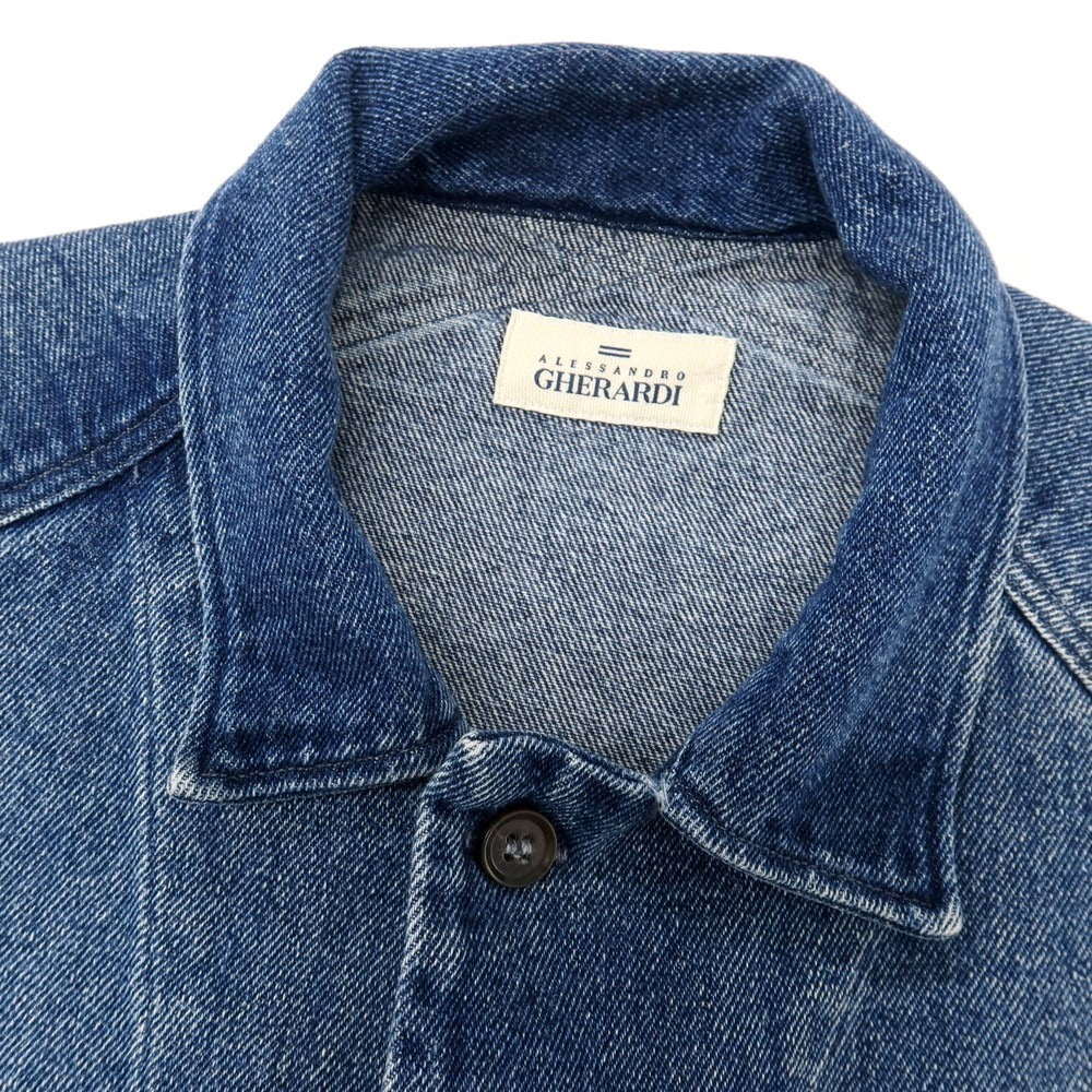 【中古】アレッサンドロ ゲラルディ ALESSANDRO GHERARDI コットン デニムジャケット ブルゾン ダークブルー【サイズL】【 状態ランクB 】【 メンズ 】