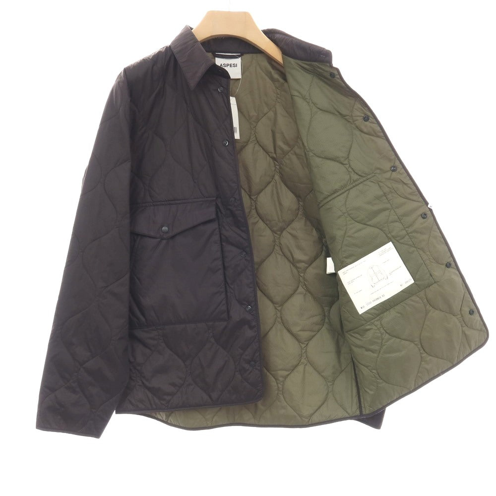 【中古】アスペジ ASPESI リップストップナイロン キルティング 中綿ブルゾン ブラック【サイズL】【 状態ランクB 】【 メンズ 】