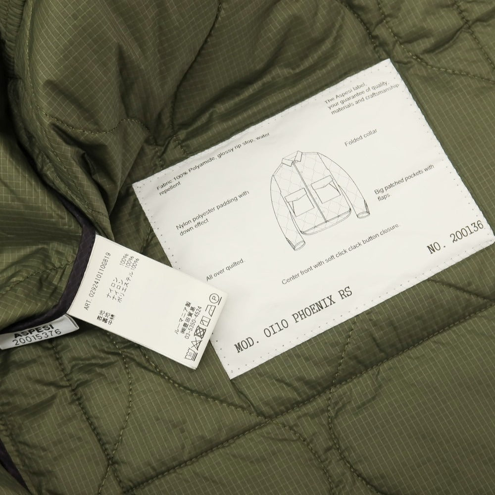 【中古】アスペジ ASPESI リップストップナイロン キルティング 中綿ブルゾン ブラック【サイズL】【 状態ランクB 】【 メンズ 】