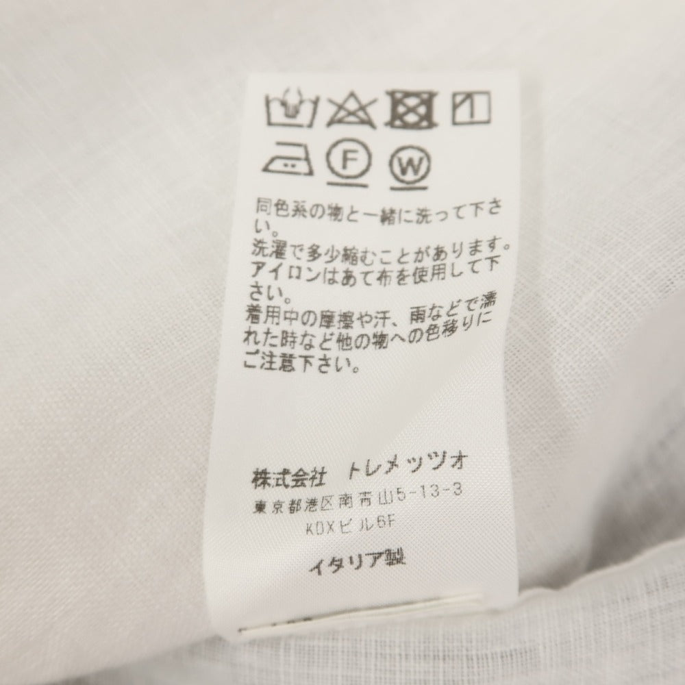 【中古】バグッタ Bagutta リネン スタンドカラー カジュアルシャツ ホワイト【サイズ42】【 状態ランクB 】【 メンズ 】