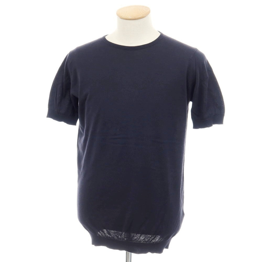 【中古】ジョンスメドレー JOHN SMEDLEY ハイゲージ シーアイランドコットン クルーネック 半袖 プルオーバーニット ネイビー【サイズS】【 状態ランクB 】【 メンズ 】