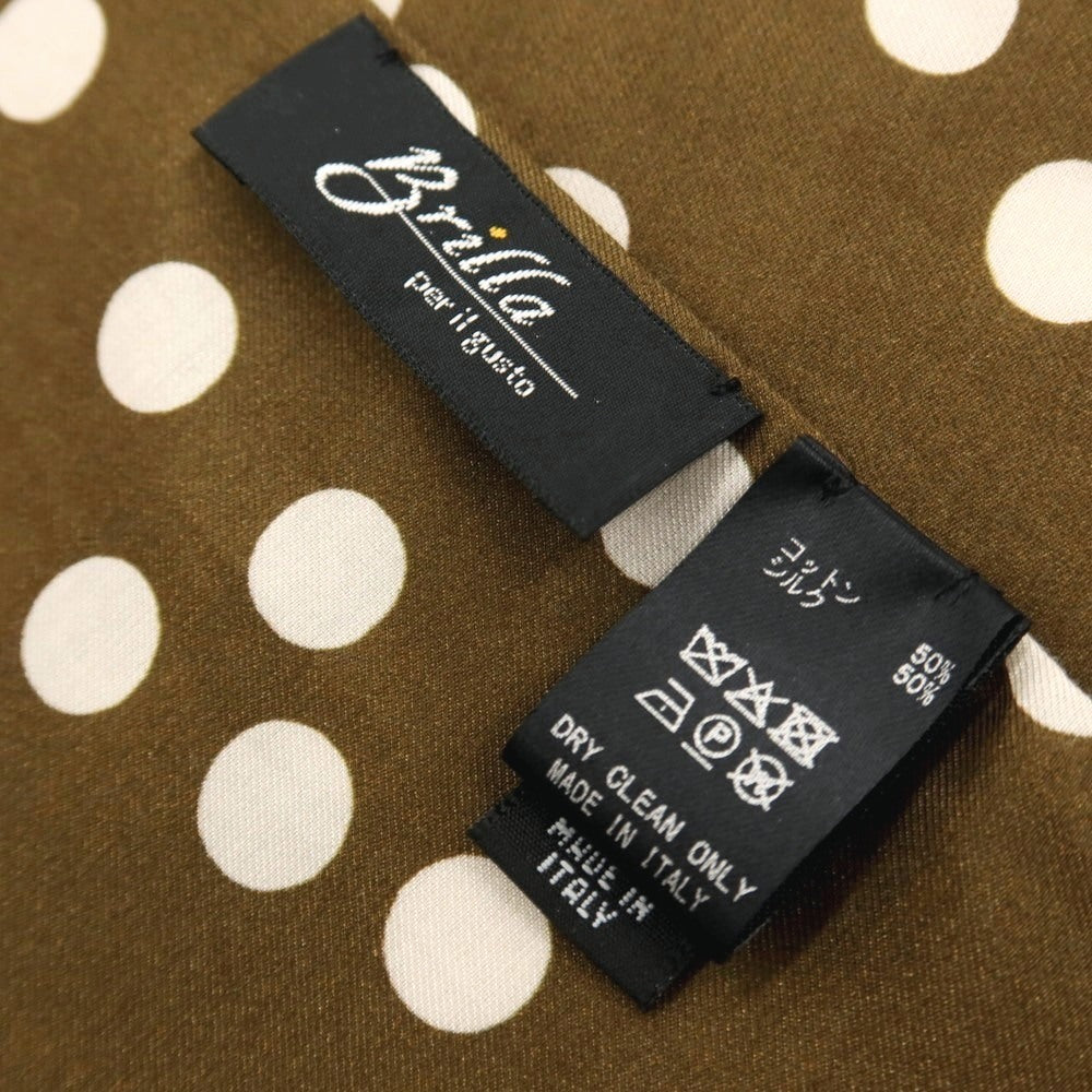 【中古】ブリッラ ペル イル グスト Brilla per il gusto コットンシルク ランダムドット プリント ストール カーキブラウン系xホワイト【 状態ランクA 】【 メンズ 】
