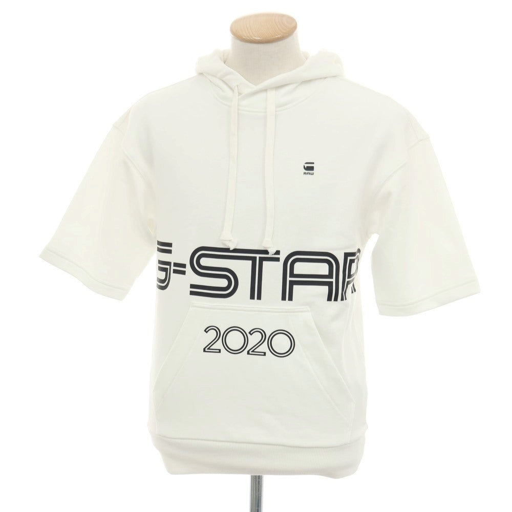 【新品アウトレット】ジースターロウ G-STAR RAW コットンポリエステル 半袖 プルオーバー パーカー ホワイト【サイズXXS】【 状態ランクN- 】【 メンズ 】