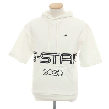 【新品アウトレット】ジースターロウ G-STAR RAW コットンポリエステル 半袖 プルオーバー パーカー ホワイト【サイズXXS】【 状態ランクN- 】【 メンズ 】