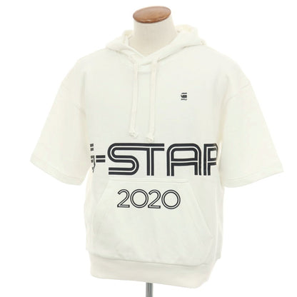 【新品アウトレット】ジースターロウ G-STAR RAW コットンポリエステル 半袖 プルオーバー パーカー ホワイト【サイズM】【 状態ランクN- 】【 メンズ 】