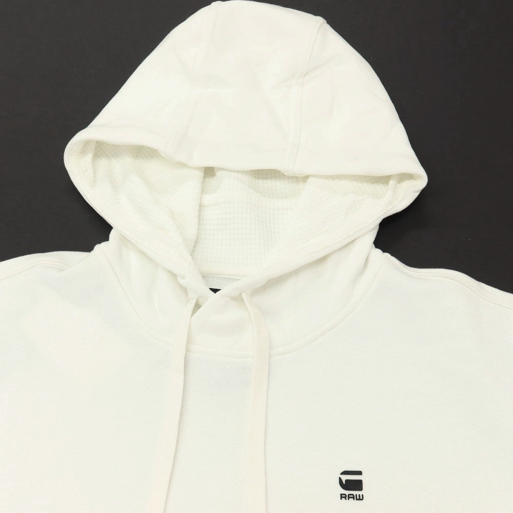 【新品アウトレット】ジースターロウ G-STAR RAW コットンポリエステル 半袖 プルオーバー パーカー ホワイト【サイズM】【 状態ランクN- 】【 メンズ 】