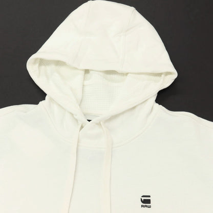 【新品アウトレット】ジースターロウ G-STAR RAW コットンポリエステル 半袖 プルオーバー パーカー ホワイト【サイズM】【 状態ランクN- 】【 メンズ 】