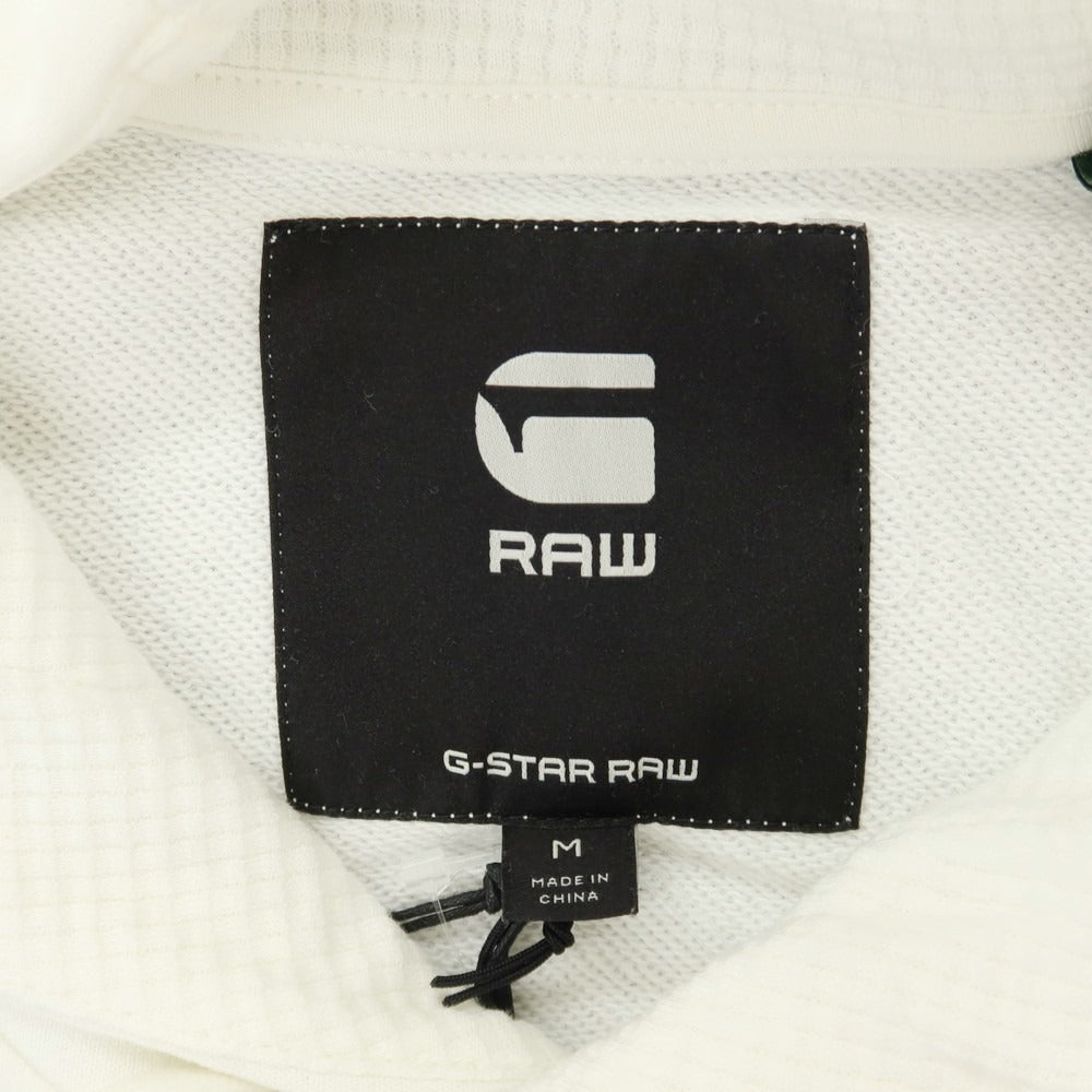 【新品アウトレット】ジースターロウ G-STAR RAW コットンポリエステル 半袖 プルオーバー パーカー ホワイト【サイズM】【 状態ランクN- 】【 メンズ 】