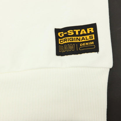 【新品アウトレット】ジースターロウ G-STAR RAW コットンポリエステル 半袖 プルオーバー パーカー ホワイト【サイズM】【 状態ランクN- 】【 メンズ 】