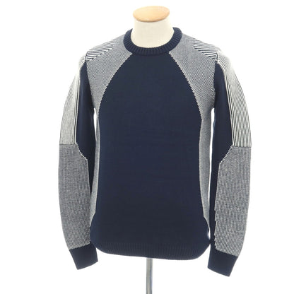 【新品】ジースターロウ G-STAR RAW コットンアクリル クルーネック プルオーバーニット ネイビーxホワイト【サイズXXS】【 状態ランクN 】【 メンズ 】