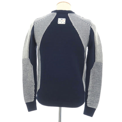 【新品】ジースターロウ G-STAR RAW コットンアクリル クルーネック プルオーバーニット ネイビーxホワイト【サイズXXS】【 状態ランクN 】【 メンズ 】