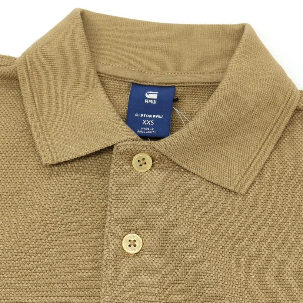 【新品】ジースターロウ G-STAR RAW ESSENTIAL POLO コットン 長袖ポロシャツ ベージュ【サイズXXS】【 状態ランクN 】【 メンズ 】