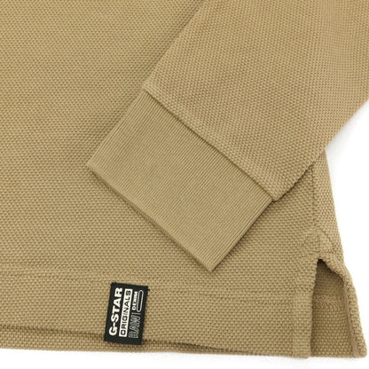 【新品】ジースターロウ G-STAR RAW ESSENTIAL POLO コットン 長袖ポロシャツ ベージュ【サイズXXS】【 状態ランクN 】【 メンズ 】