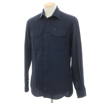 【新品】ジースターロウ G-STAR RAW コットン ガーメントダイ レギュラーカラー カジュアルシャツ ネイビー【サイズS】【 状態ランクN 】【 メンズ 】