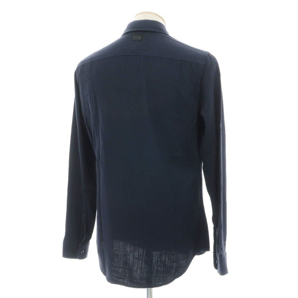 【新品】ジースターロウ G-STAR RAW コットン ガーメントダイ レギュラーカラー カジュアルシャツ ネイビー【サイズS】【 状態ランクN 】【 メンズ 】