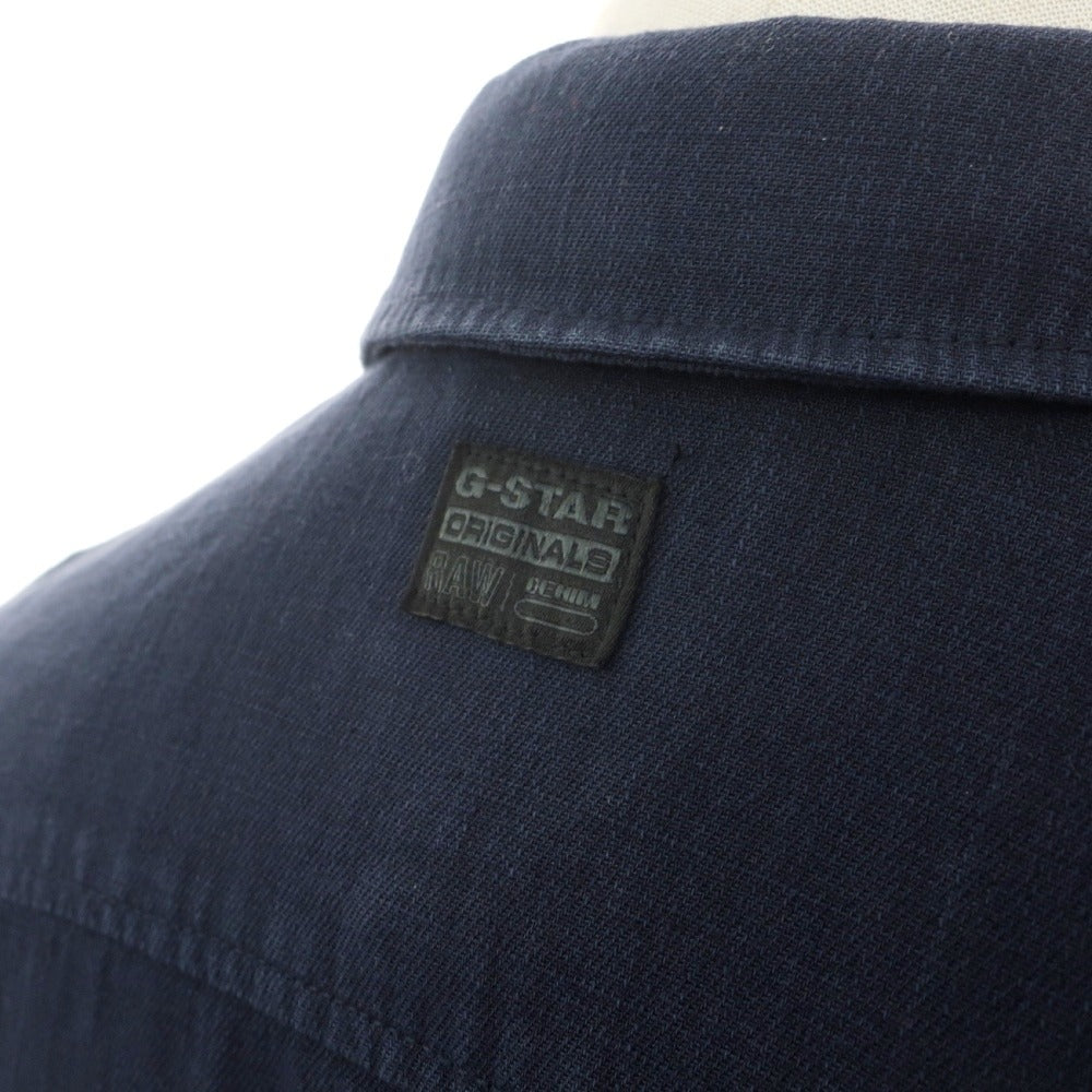 【新品】ジースターロウ G-STAR RAW コットン ガーメントダイ レギュラーカラー カジュアルシャツ ネイビー【サイズS】【 状態ランクN 】【 メンズ 】