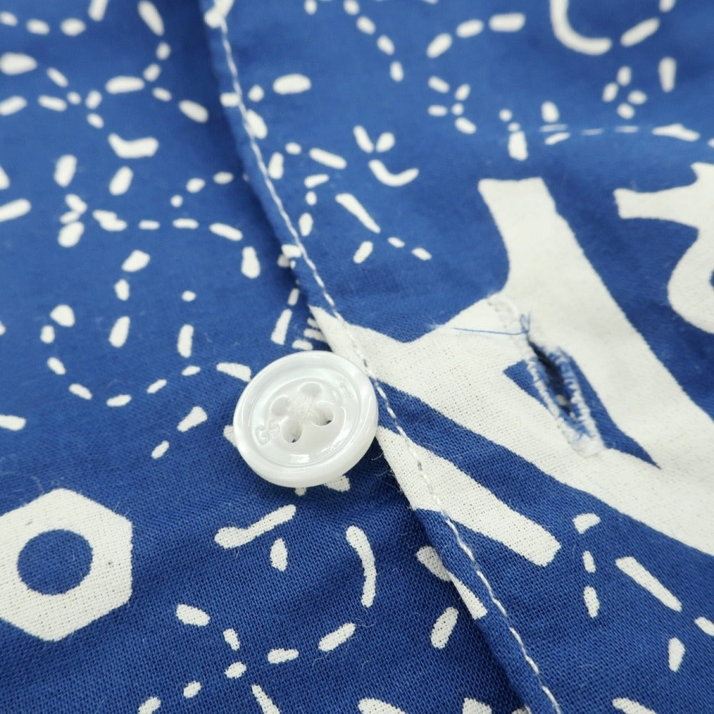 【新品】ジースターロウ G-STAR RAW コットン 総柄 プリント オープンカラー 半袖シャツ ブルーxホワイト【サイズXXS】【 状態ランクN 】【 メンズ 】