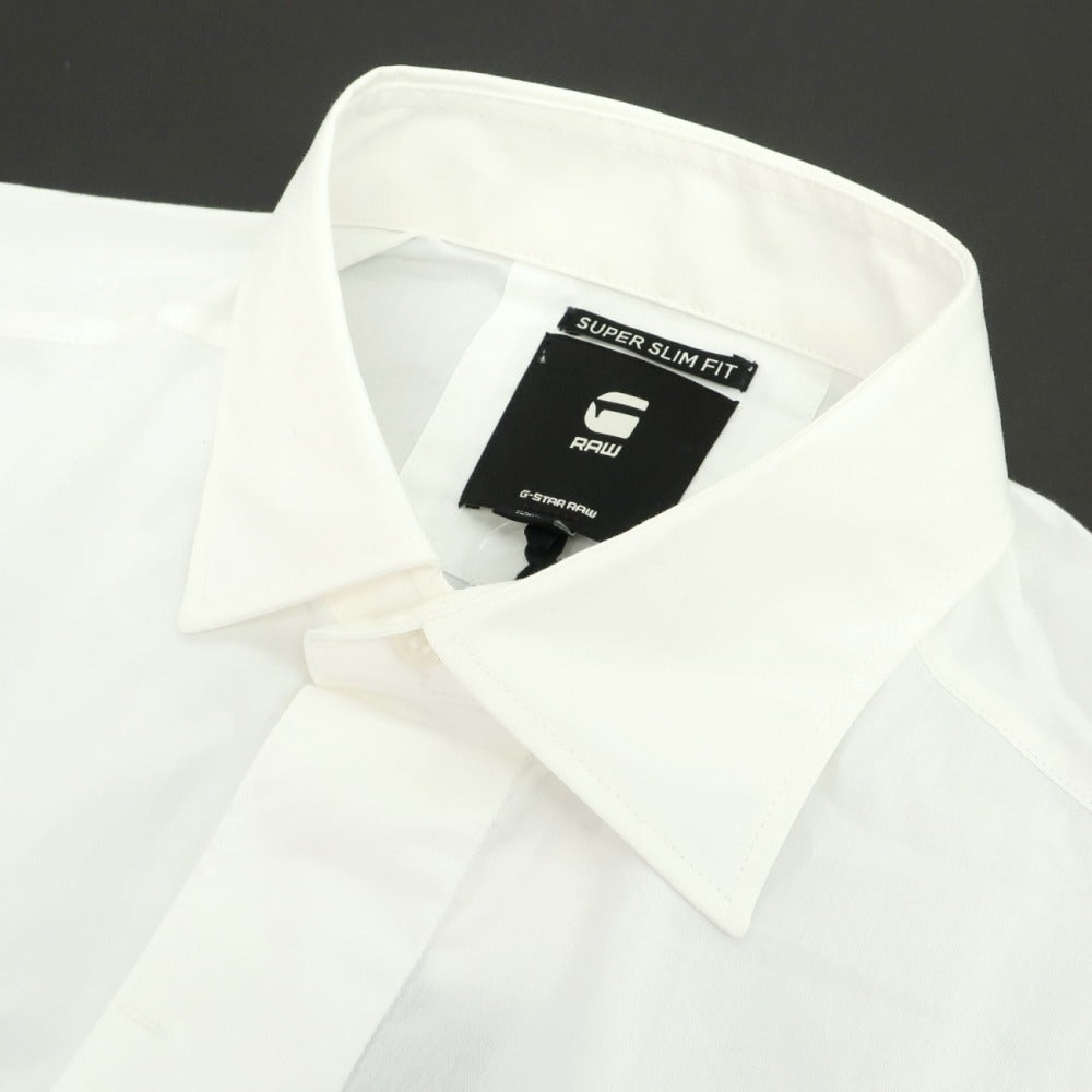 【中古】ジースターロウ G-STAR RAW ストレッチコットン レギュラーカラー カジュアルシャツ ホワイト【サイズL】【 状態ランクC 】【 メンズ 】