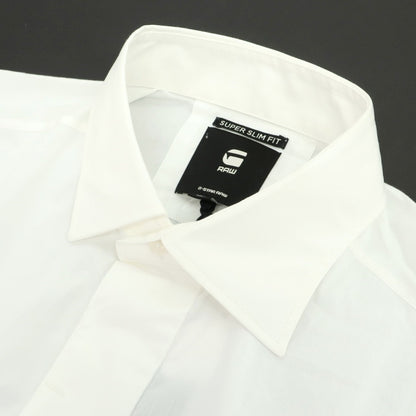 【中古】ジースターロウ G-STAR RAW ストレッチコットン レギュラーカラー カジュアルシャツ ホワイト【サイズL】【 状態ランクC 】【 メンズ 】
