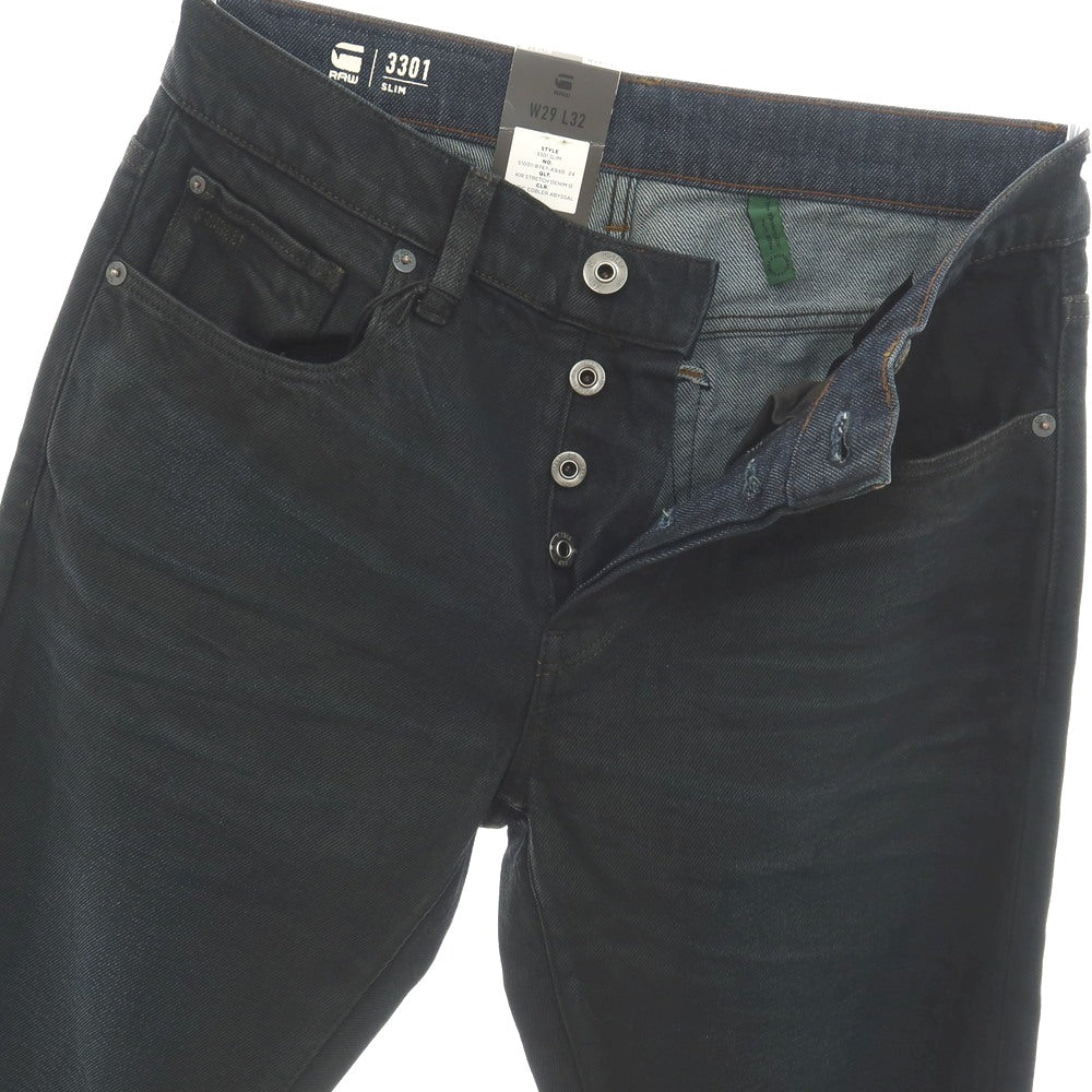 【新品】ジースターロウ G-STAR RAW 3301 SLIM コットンポリウレタン デニムパンツ ジーンズ ブラックネイビー【サイズ29/32】【 状態ランクN 】【 メンズ 】
