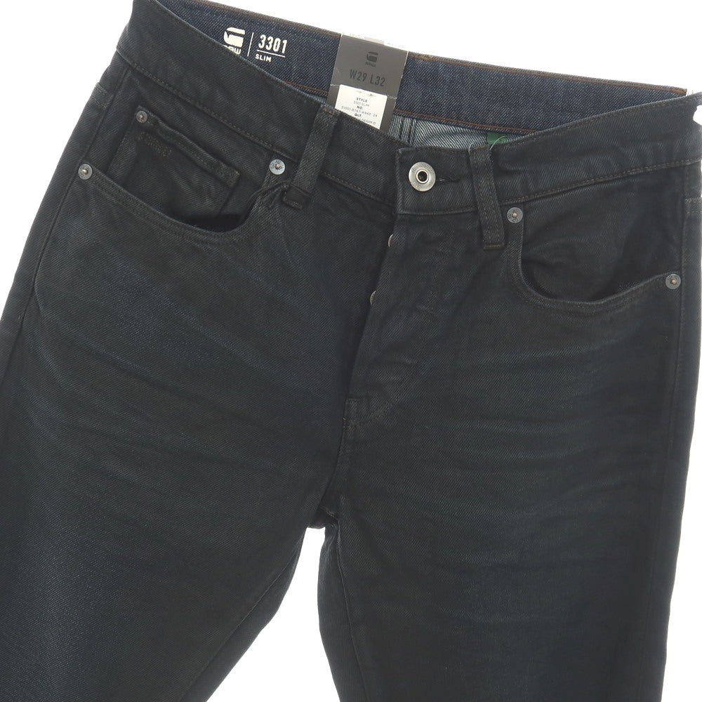 【新品アウトレット】ジースターロウ G-STAR RAW 3301 SLIM コットンポリウレタン デニムパンツ ジーンズ ブラックネイビー【サイズ29/32】【 状態ランクN- 】【 メンズ 】