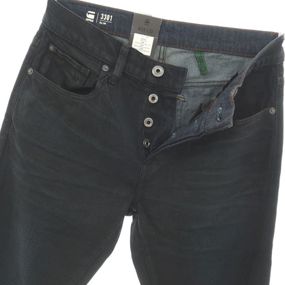 【新品アウトレット】ジースターロウ G-STAR RAW 3301 SLIM コットンポリウレタン デニムパンツ ジーンズ ブラックネイビー【サイズ29/32】【 状態ランクN- 】【 メンズ 】