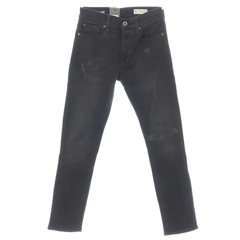【新品】ジースターロウ G-STAR RAW ダメージ＆リペア加工 ストレッチ コットン デニムパンツ ジーンズ ブラック【サイズ27/30】【 状態ランクN 】【 メンズ 】