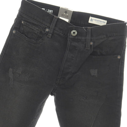 【新品】ジースターロウ G-STAR RAW ダメージ＆リペア加工 ストレッチ コットン デニムパンツ ジーンズ ブラック【サイズ27/30】【 状態ランクN 】【 メンズ 】