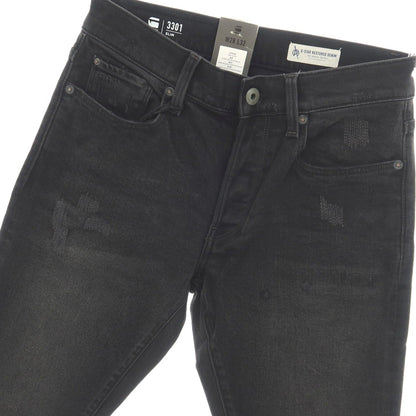 【新品】ジースターロウ G-STAR RAW ダメージ＆リペア加工 ストレッチ コットン デニムパンツ ジーンズ ブラック【サイズ28/32】【 状態ランクN 】【 メンズ 】