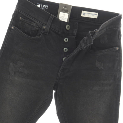 【新品】ジースターロウ G-STAR RAW ダメージ＆リペア加工 ストレッチ コットン デニムパンツ ジーンズ ブラック【サイズ28/32】【 状態ランクN 】【 メンズ 】