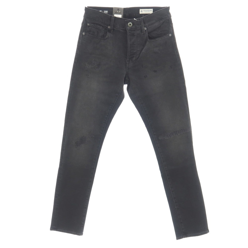 【新品】ジースターロウ G-STAR RAW ダメージ＆リペア加工 ストレッチ コットン デニムパンツ ジーンズ ブラック【サイズ29/32】【 状態ランクN 】【 メンズ 】