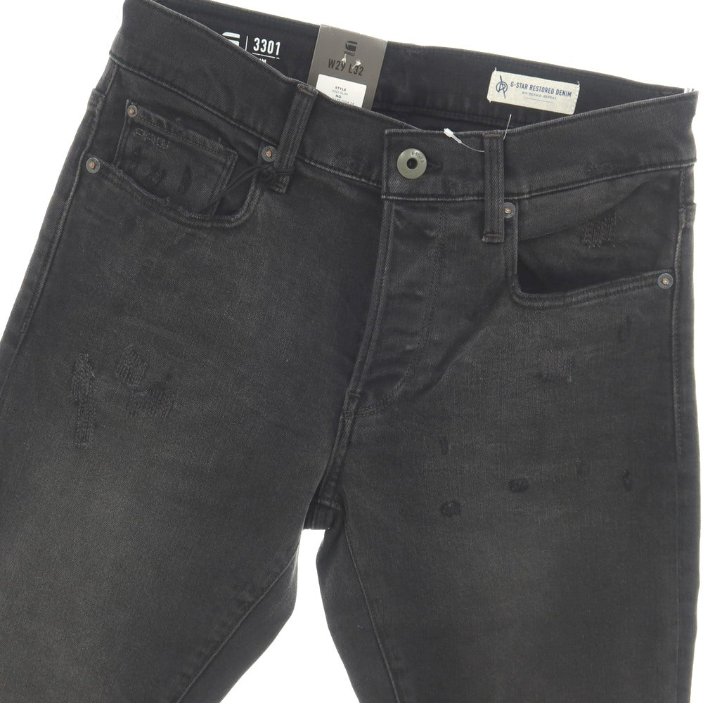 【新品】ジースターロウ G-STAR RAW ダメージ＆リペア加工 ストレッチ コットン デニムパンツ ジーンズ ブラック【サイズ29/32】【 状態ランクN 】【 メンズ 】