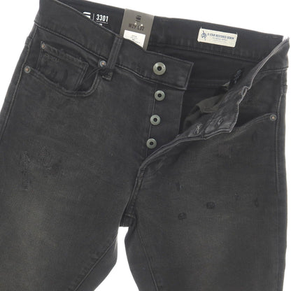 【新品】ジースターロウ G-STAR RAW ダメージ＆リペア加工 ストレッチ コットン デニムパンツ ジーンズ ブラック【サイズ29/32】【 状態ランクN 】【 メンズ 】