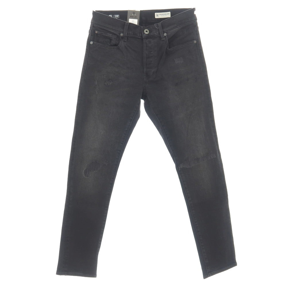 【新品】ジースターロウ G-STAR RAW ダメージ＆リペア加工 ストレッチ コットン デニムパンツ ジーンズ ブラック【サイズ30/32】【 状態ランクN 】【 メンズ 】