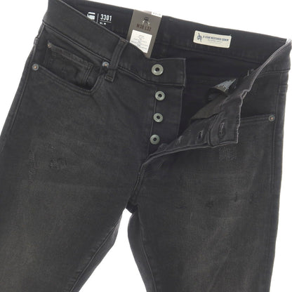 【新品】ジースターロウ G-STAR RAW ダメージ＆リペア加工 ストレッチ コットン デニムパンツ ジーンズ ブラック【サイズ30/32】【 状態ランクN 】【 メンズ 】
