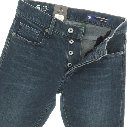 【新品】ジースターロウ G-STAR RAW 3301 SLIM コットンポリウレタン デニムパンツ ジーンズ ネイビー【サイズ28/30】【 状態ランクN 】【 メンズ 】